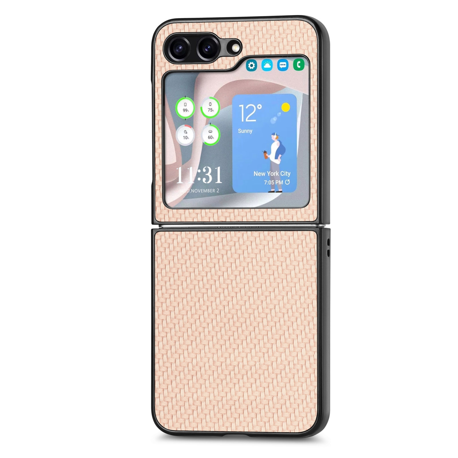 For Samsung Galaxy Z Flip6 5G Carbon Fiber Texture Shockproof Phone Case(Khaki) For Samsung Galaxy Z Flip6 5G Carbon Fiber Texture Shockproof Phone Case(Khaki)