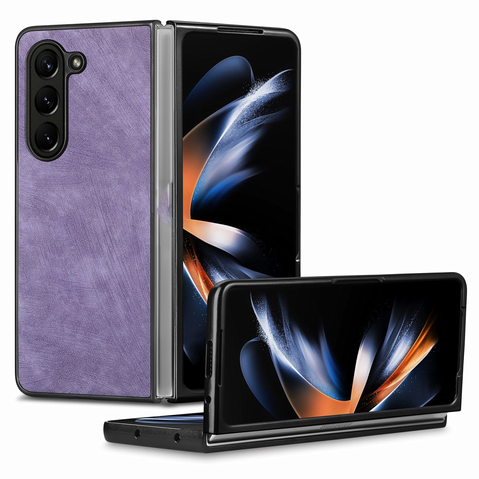 For Samsung Galaxy Z Fold6 5G Skin-feel Solid Color PU Back Cover Phone Case(Purple) For Samsung Galaxy Z Fold6 5G Skin-feel Solid Color PU Back Cover Phone Case(Purple)