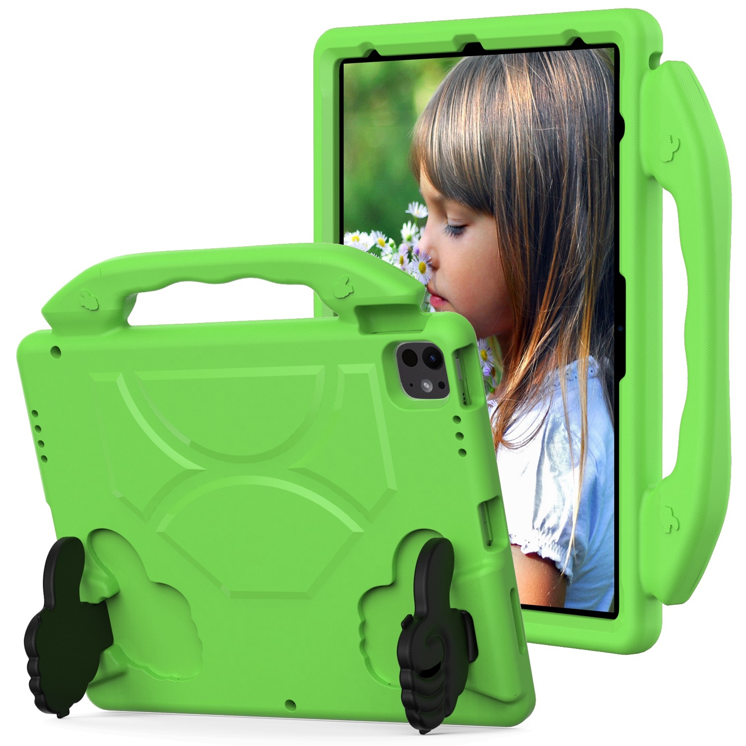 For iPad Pro 12.9 2022 / 2021 / 2020 Children EVA Shockproof Tablet Case with Thumb Bracket(Green) For iPad Pro 12.9 2022 / 2021 / 2020 Children EVA Shockproof Tablet Case with Thumb Bracket(Green)
