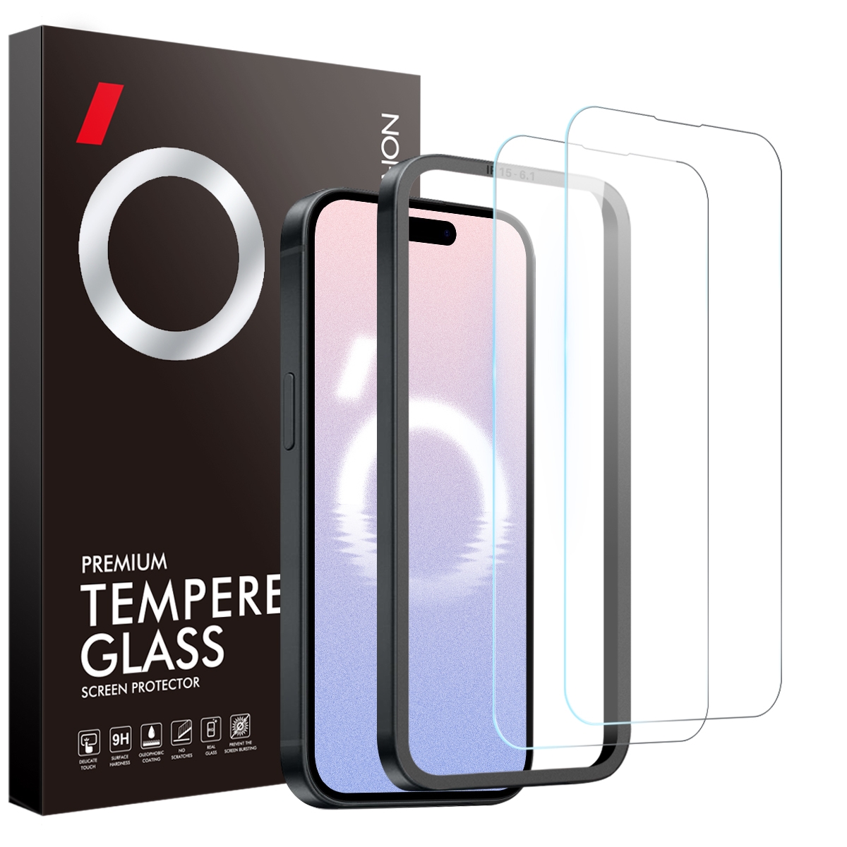 For iPhone 16 NORTHJO 2pcs A++ Screen Protector Tempered Glass Film with Installation Frame For iPhone 16 NORTHJO 2pcs A++ Screen Protector Tempered Glass Film with Installation Frame