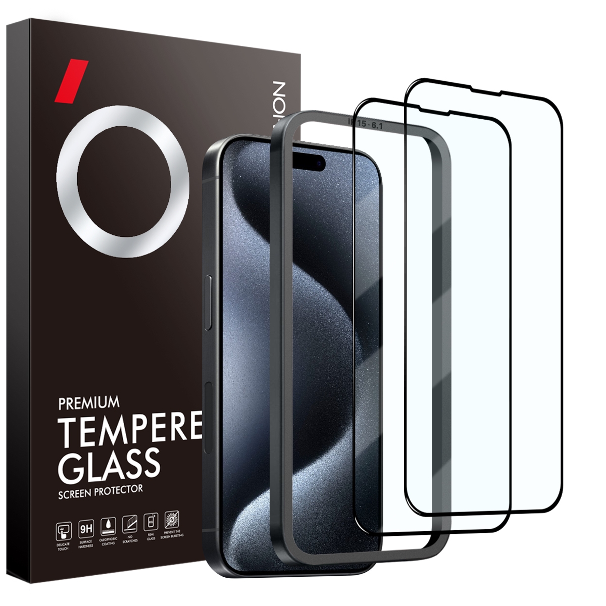 For iPhone 15 Pro NORTHJO 2pcs A++ Tempered Glass Film with Installation Frame For iPhone 15 Pro NORTHJO 2pcs A++ Tempered Glass Film with Installation Frame