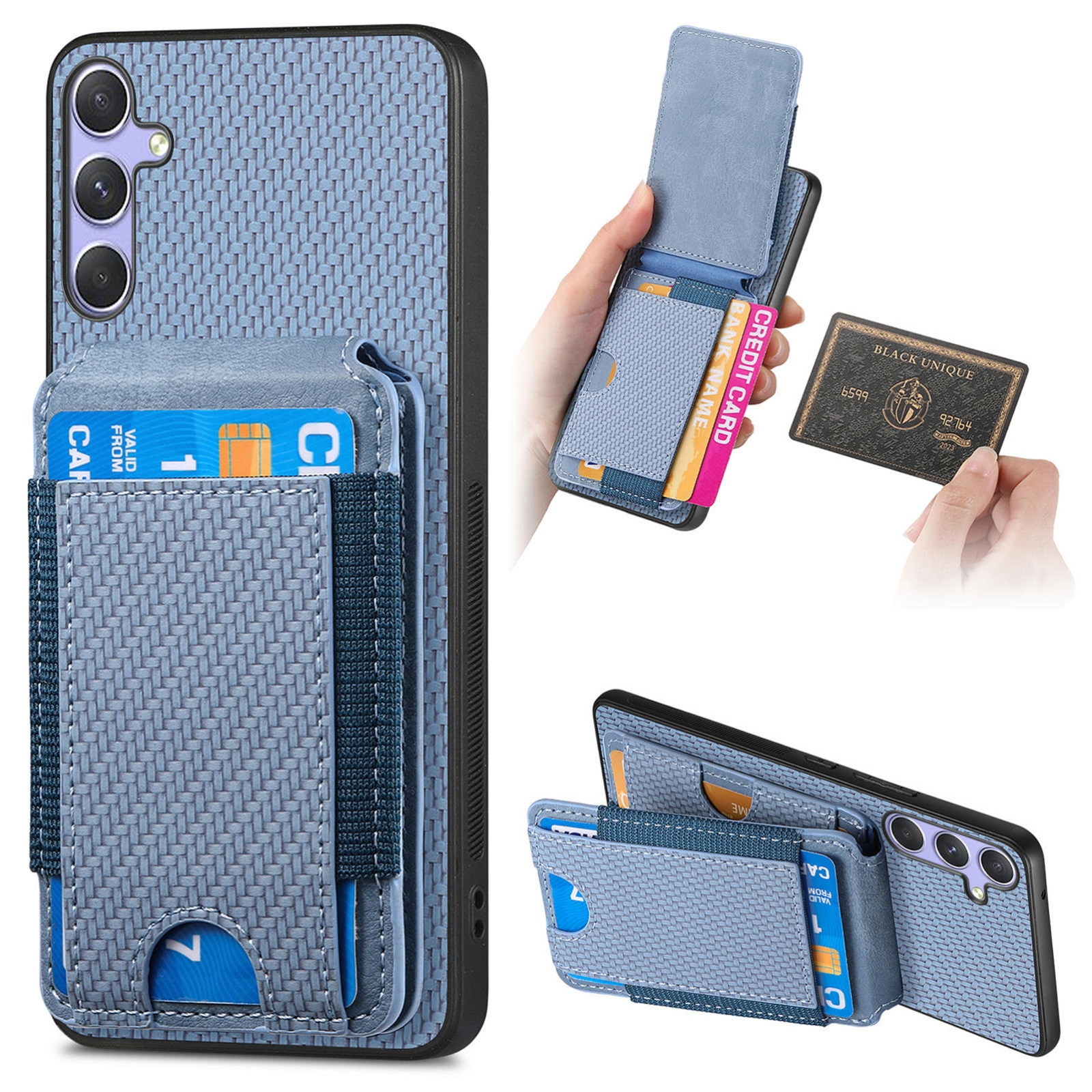 For Samsung Galaxy S25 5G Carbon Fiber Vertical Flip Wallet Stand Phone Case(Blue) For Samsung Galaxy S25 5G Carbon Fiber Vertical Flip Wallet Stand Phone Case(Blue)