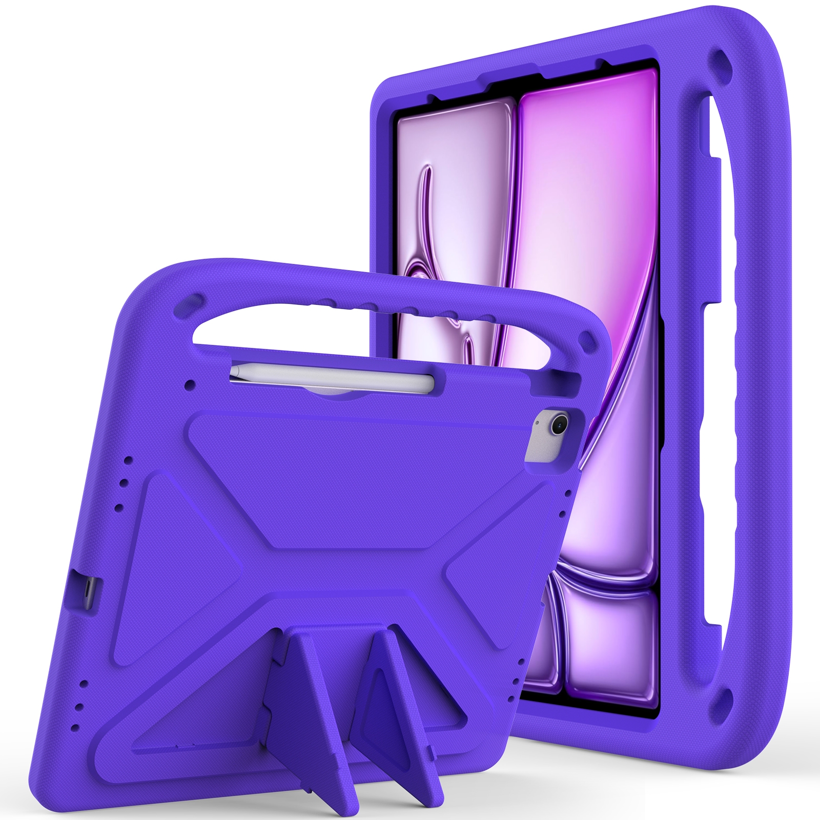 For iPad Air 13 2024 Handle EVA Shockproof Tablet Case with Holder(Purple) For iPad Air 13 2024 Handle EVA Shockproof Tablet Case with Holder(Purple)
