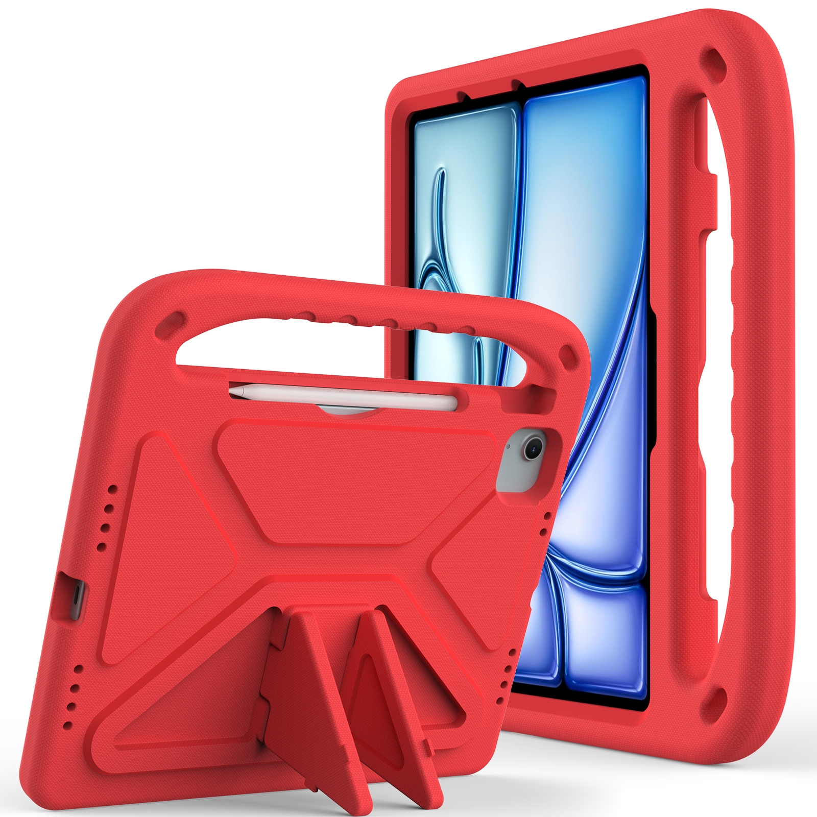 For iPad Air 11 / Pro 11 2024 Handle EVA Shockproof Tablet Case with Holder(Red) For iPad Air 11 / Pro 11 2024 Handle EVA Shockproof Tablet Case with Holder(Red)
