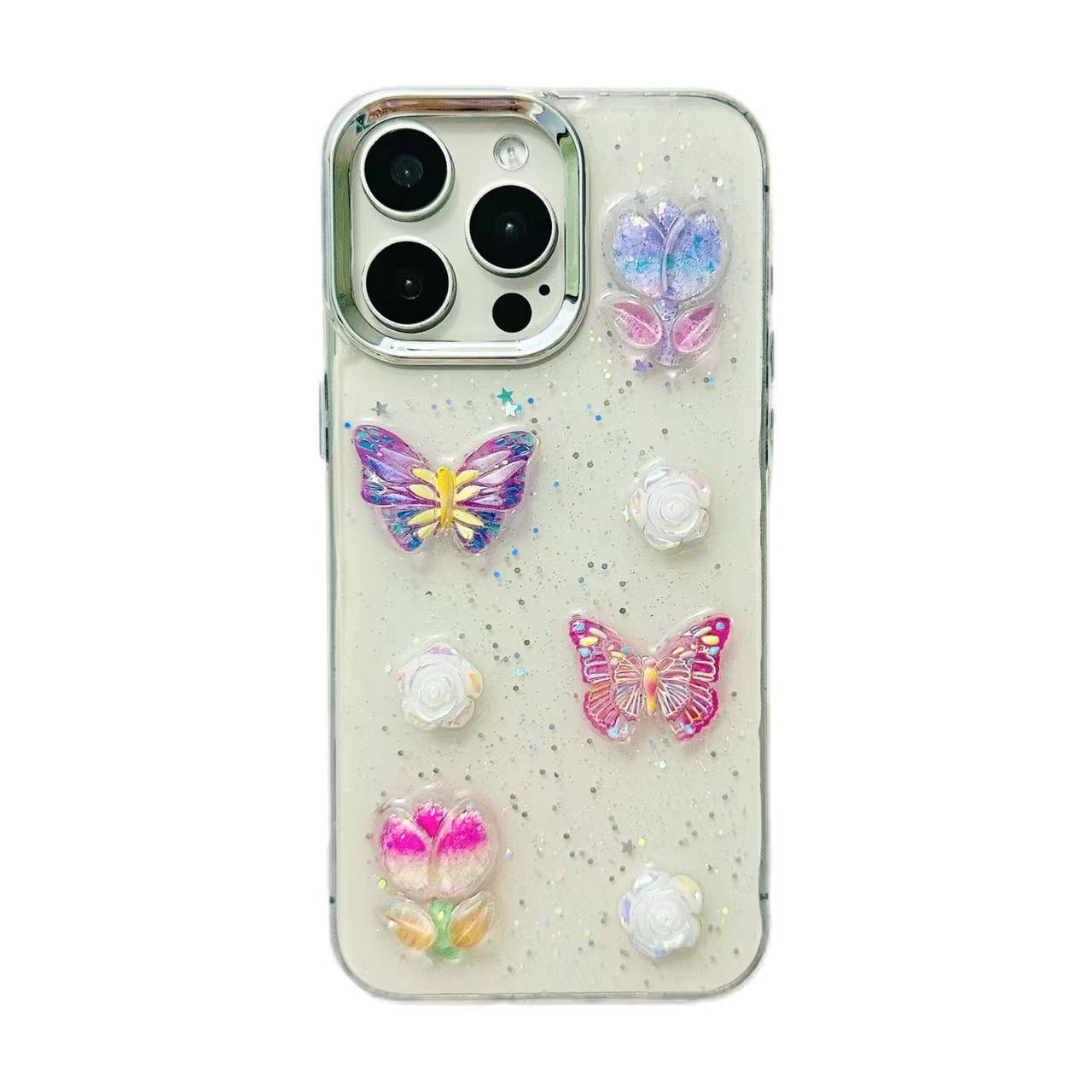 For iPhone 14 Plus 3D Colorful Crystal Butterfly TPU Phone Case(Butterful Flowers) For iPhone 14 Plus 3D Colorful Crystal Butterfly TPU Phone Case(Butterful Flowers)