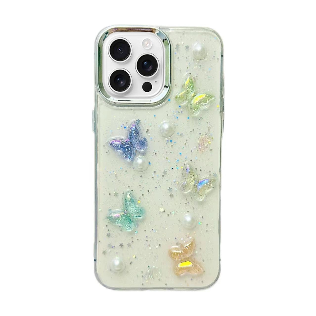 For iPhone 16 Pro 3D Colorful Crystal Butterfly TPU Phone Case(Butterfly Pearl) For iPhone 16 Pro 3D Colorful Crystal Butterfly TPU Phone Case(Butterfly Pearl)
