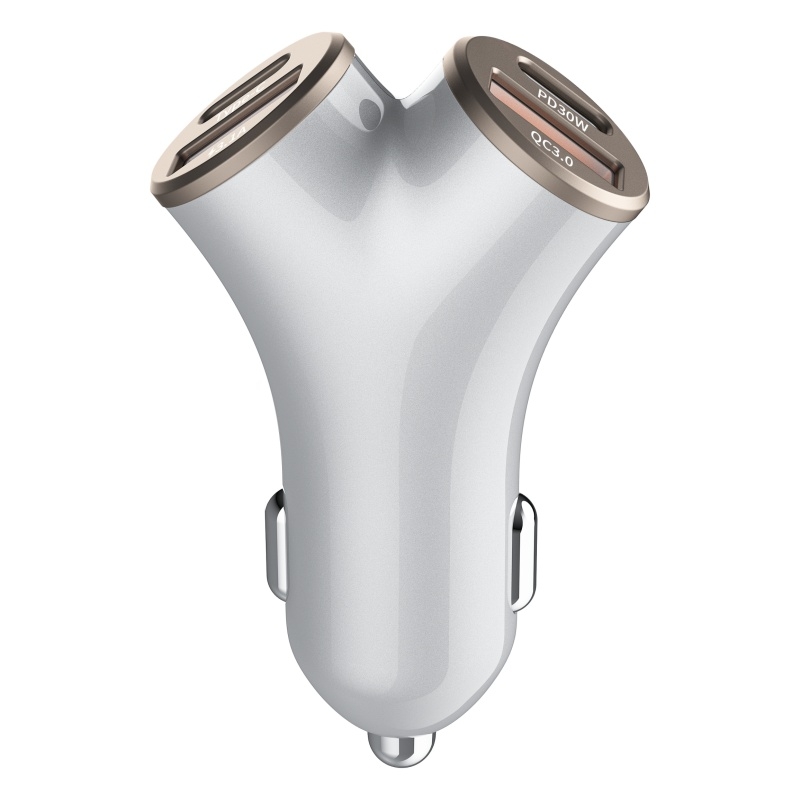 A2 2 USB + 2 Type-C Phone Fast Charging Power Adapter 78W Y-Shaped Car Charger(Silver) A2 2 USB + 2 Type-C Phone Fast Charging Power Adapter 78W Y-Shaped Car Charger(Silver)