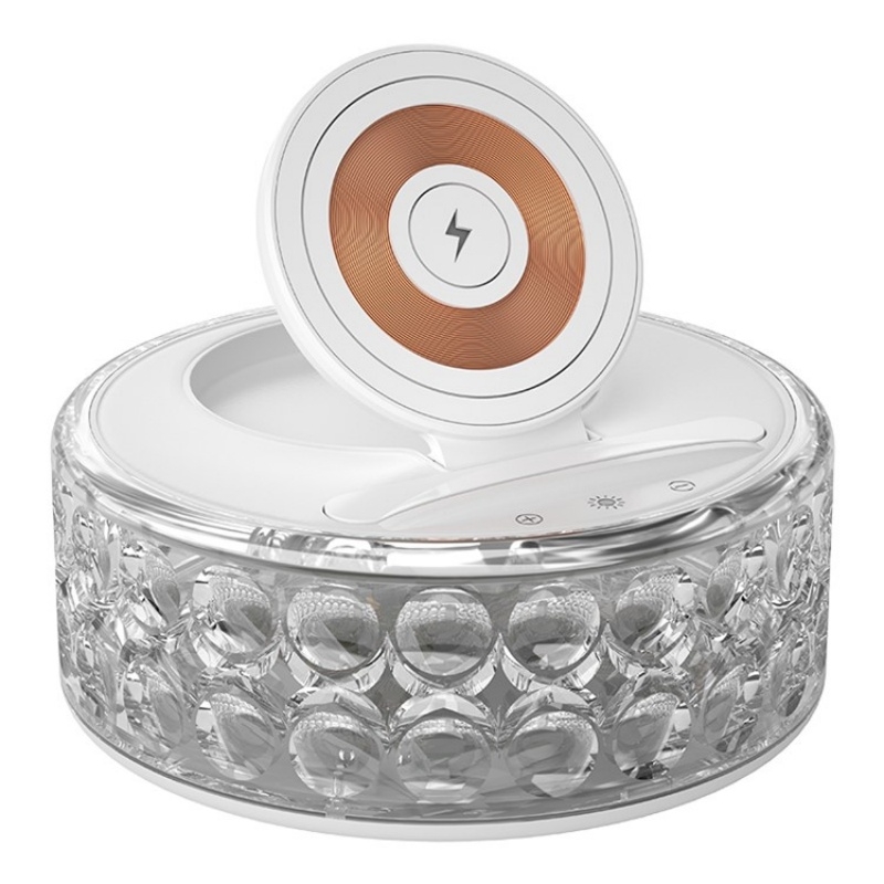 F11 Mobile Phone Holder Desktop Wireless Charger Dock Multi-Function Crystal Night Light