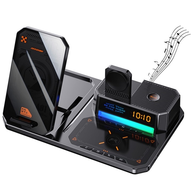 T50 5-in-1 Magnetic Wireless Charger Phone Watch Earphone Charging Stand with Clock & Speaker(Black) T50 5-in-1 Magnetic Wireless Charger Phone Watch Earphone Charging Stand with Clock & Speaker(Black)