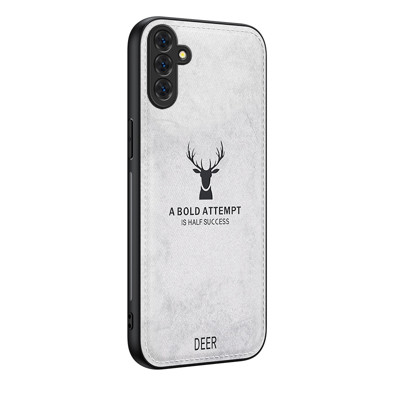 For Samsung Galaxy S24 FE 5G Deer Head Cloth Skin All-inclusive Phone Case(White) For Samsung Galaxy S24 FE 5G Deer Head Cloth Skin All-inclusive Phone Case(White)