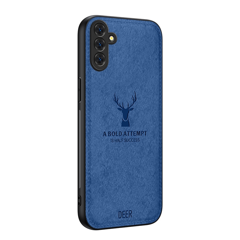 For Samsung Galaxy S25 5G Deer Head Cloth Skin All-inclusive Phone Case(Blue) For Samsung Galaxy S25 5G Deer Head Cloth Skin All-inclusive Phone Case(Blue)
