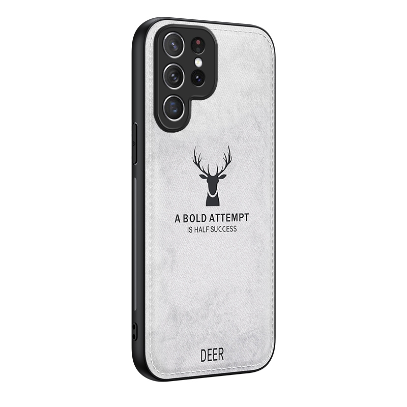 For Samsung Galaxy S25 Ultra 5G Deer Head Cloth Skin All-inclusive Phone Case(White) For Samsung Galaxy S25 Ultra 5G Deer Head Cloth Skin All-inclusive Phone Case(White)