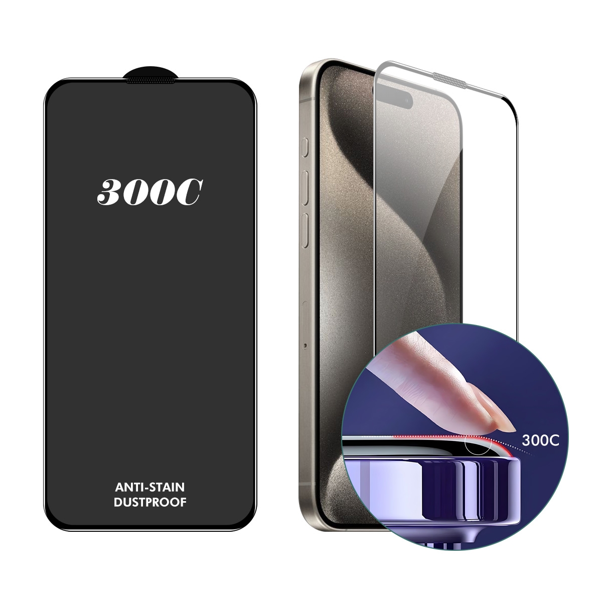For iPhone 15 Pro ENKAY 300C Super Large Arc Full Coverage High Aluminum-silicon Tempered Glass Film For iPhone 15 Pro ENKAY 300C Super Large Arc Full Coverage High Aluminum-silicon Tempered Glass Film
