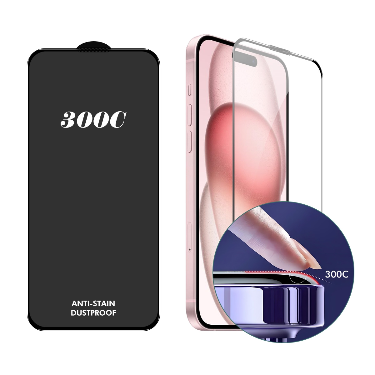 For iPhone 15 / 16 ENKAY 300C Super Large Arc Full Coverage High Aluminum-silicon Tempered Glass Film For iPhone 15 / 16 ENKAY 300C Super Large Arc Full Coverage High Aluminum-silicon Tempered Glass Film