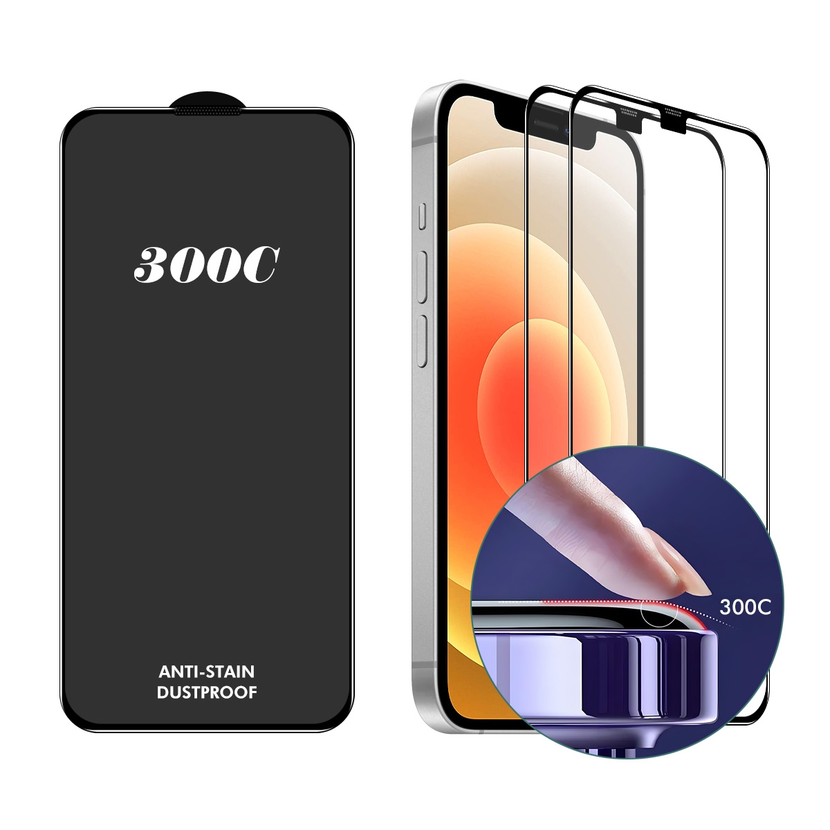 For iPhone 12 Pro Max 2pcs ENKAY 300C Super Large Arc Full Coverage High Aluminum-silicon Tempered Glass Film