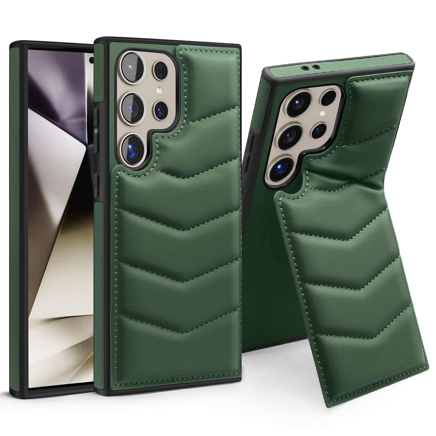 For Samsung Galaxy S23 Ultra 5G Down Jacket Card Bag Holder MagSafe Phone Case(Dark Green) For Samsung Galaxy S23 Ultra 5G Down Jacket Card Bag Holder MagSafe Phone Case(Dark Green)