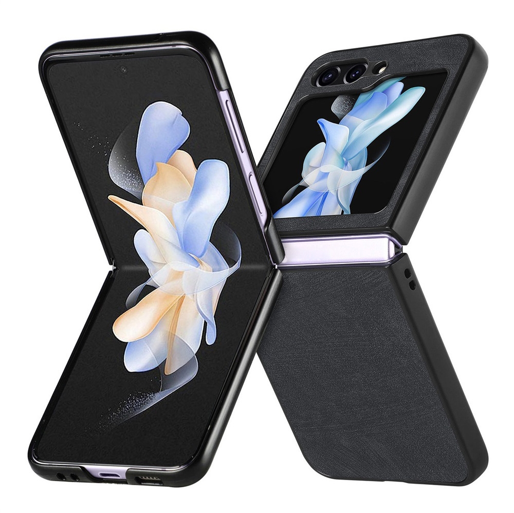 For Samsung Galaxy Z Flip6 JUNSUNMAY Retro Pattern Leather Skin PC Folding Phone Case(Black) For Samsung Galaxy Z Flip6 JUNSUNMAY Retro Pattern Leather Skin PC Folding Phone Case(Black)
