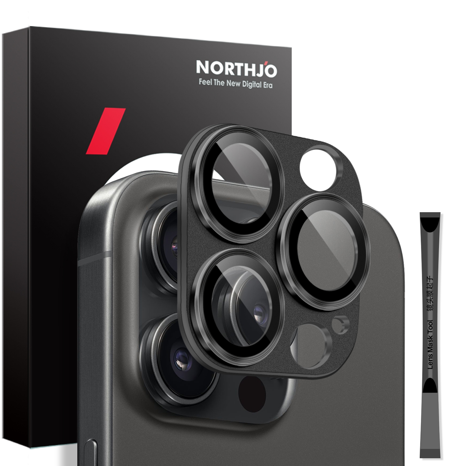 For iPhone 16 Pro / 16 Pro Max NORTHJO Matte Camera Lens Protector Tempered Glass Rear Lens Film(Black) For iPhone 16 Pro / 16 Pro Max NORTHJO Matte Camera Lens Protector Tempered Glass Rear Lens Film(Black)