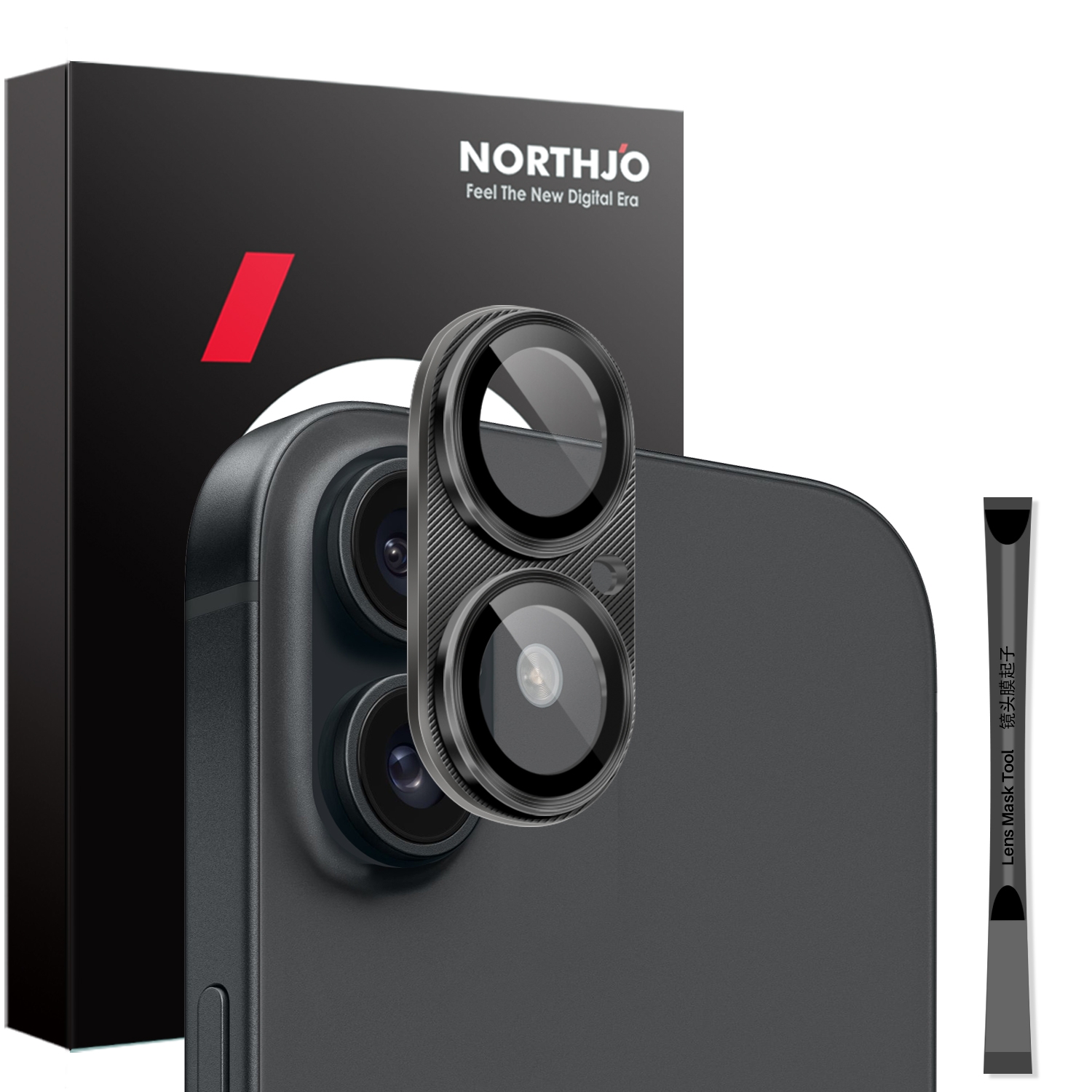 For iPhone 16 / 16 Plus NORTHJO CD Vein Camera Lens Protector Tempered Glass Rear Lens Film(Black) For iPhone 16 / 16 Plus NORTHJO CD Vein Camera Lens Protector Tempered Glass Rear Lens Film(Black)