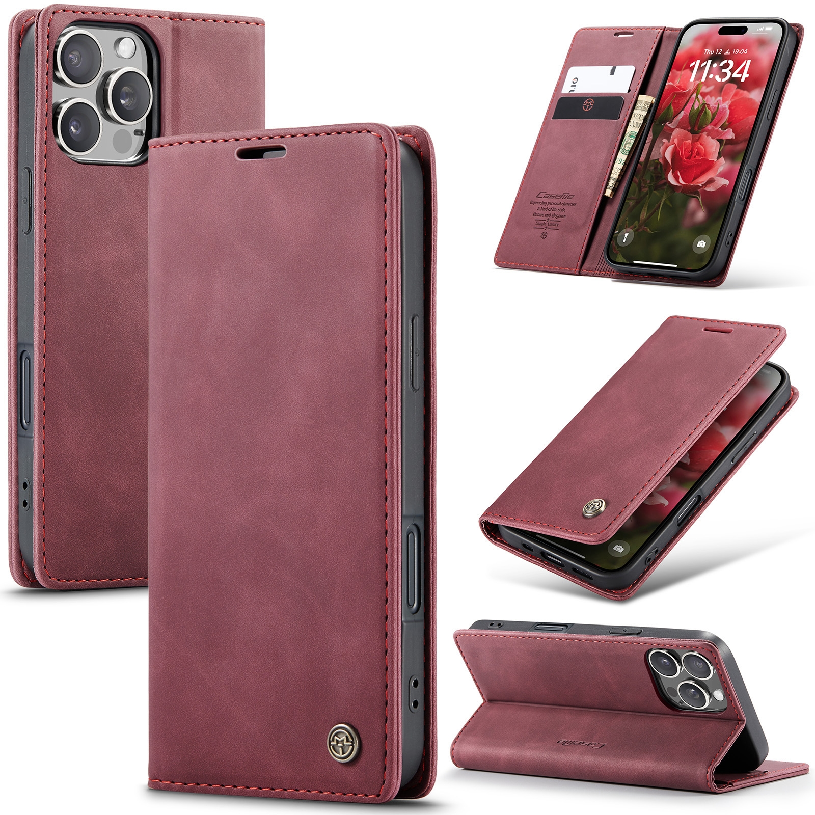 For iPhone 16 Pro CaseMe 013 Multifunctional Horizontal Flip Leather Phone Case(Red) For iPhone 16 Pro CaseMe 013 Multifunctional Horizontal Flip Leather Phone Case(Red)
