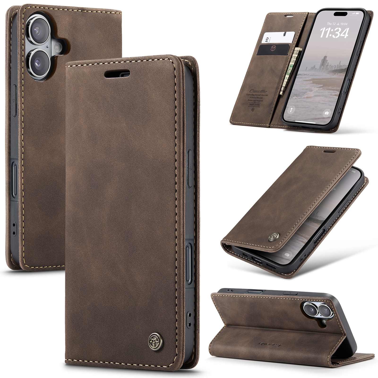For iPhone 16 CaseMe 013 Multifunctional Horizontal Flip Leather Phone Case(Coffee) For iPhone 16 CaseMe 013 Multifunctional Horizontal Flip Leather Phone Case(Coffee)