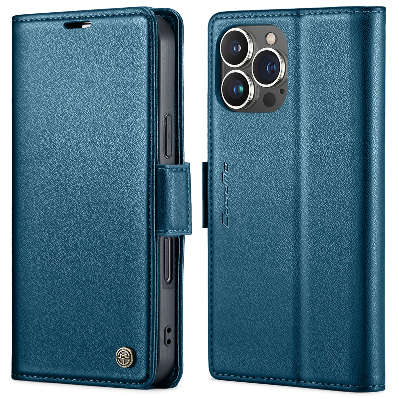 For iPhone 16 Pro CaseMe 023 Butterfly Buckle Litchi Texture RFID Anti-theft Leather Phone Case(Blue) For iPhone 16 Pro CaseMe 023 Butterfly Buckle Litchi Texture RFID Anti-theft Leather Phone Case(Blue)