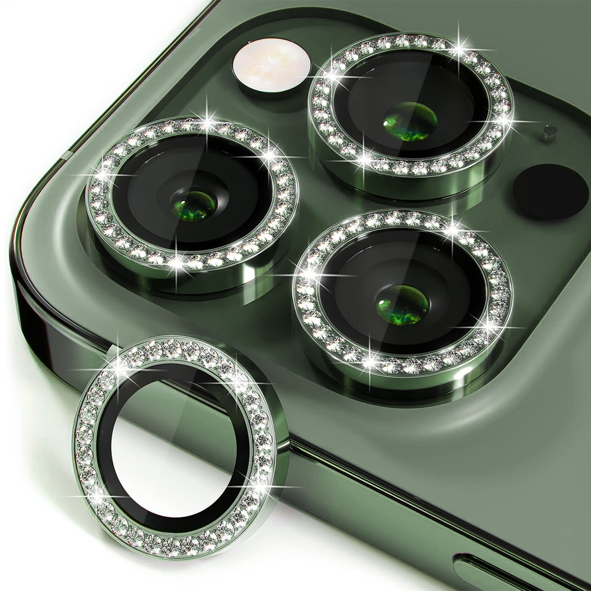 For iPhone 16 Pro / 16 Pro Max ENKAY AR Anti-reflection Individual Diamond Ring Camera Lens Glass Full Film(Deep Green) For iPhone 16 Pro / 16 Pro Max ENKAY AR Anti-reflection Individual Diamond Ring Camera Lens Glass Full Film(Deep Green)