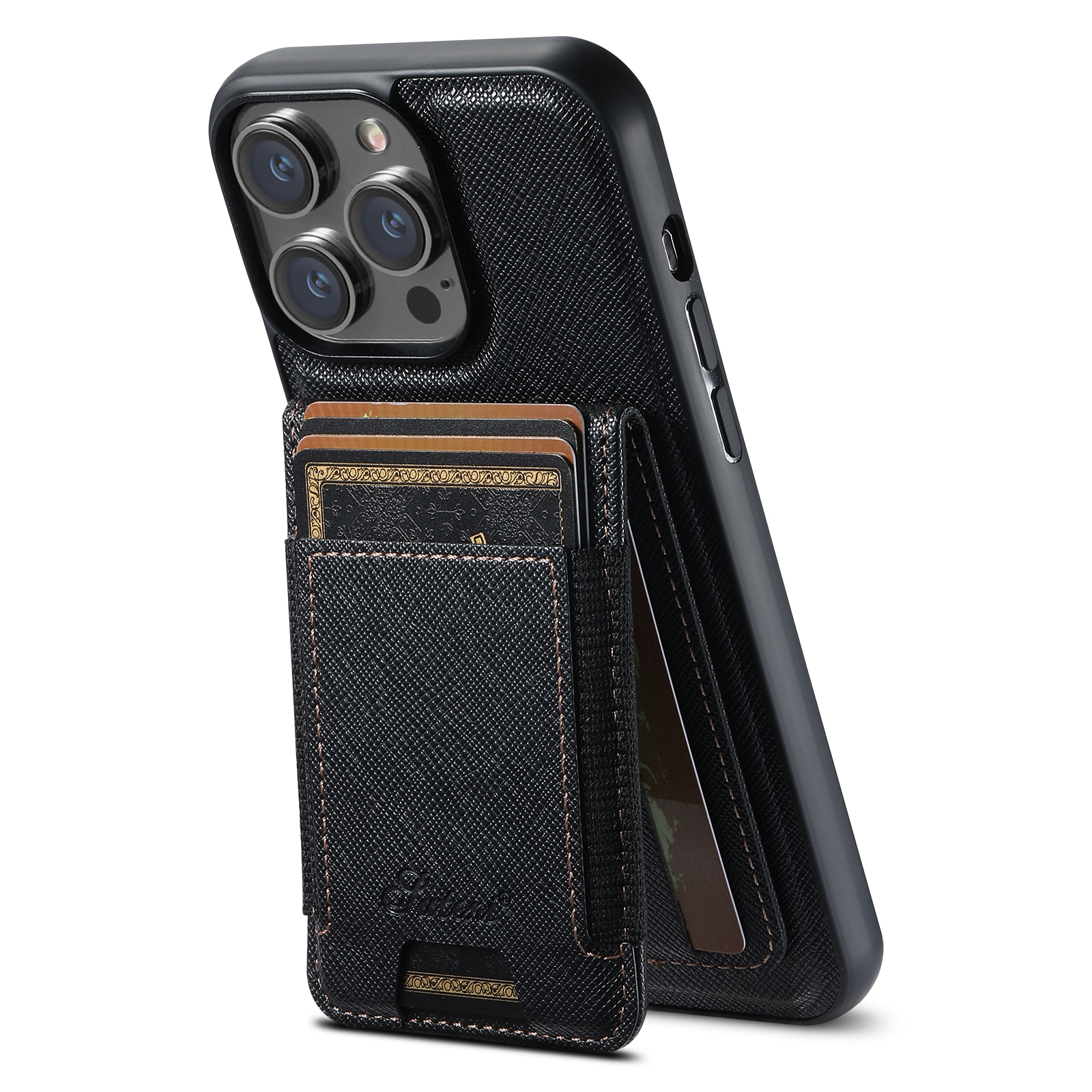 For iPhone 15 Pro Max Suteni H17 Cross Grain Leather MagSafe Detachable Wallet Phone Case(Black) For iPhone 15 Pro Max Suteni H17 Cross Grain Leather MagSafe Detachable Wallet Phone Case(Black)
