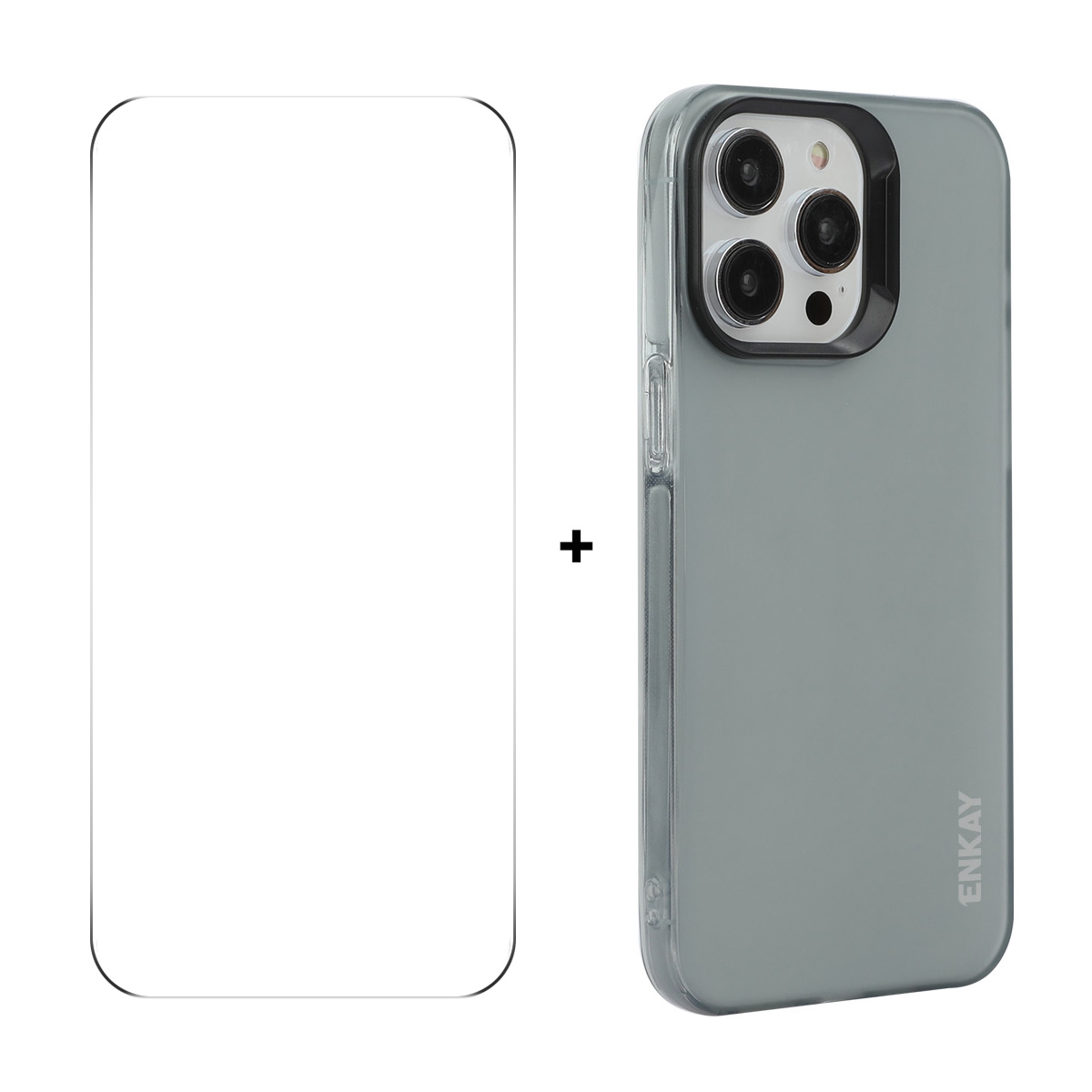 For iPhone 16 Pro ENKAY Hat-Prince Translucent Matte TPU Phone Case + 9H Big Arc Edge Film(Grey) For iPhone 16 Pro ENKAY Hat-Prince Translucent Matte TPU Phone Case + 9H Big Arc Edge Film(Grey)