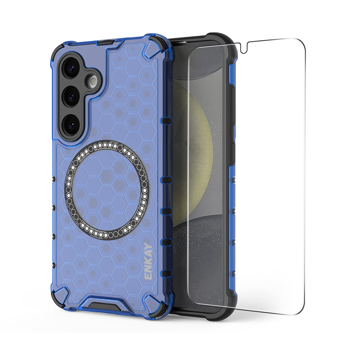 For Samsung Galaxy S23+ 5G ENKAY Hat-Prince Honeycomb MagSafe Shockproof Phone Case with 0.18mm Film(Blue) For Samsung Galaxy S23+ 5G ENKAY Hat-Prince Honeycomb MagSafe Shockproof Phone Case with 0.18mm Film(Blue)