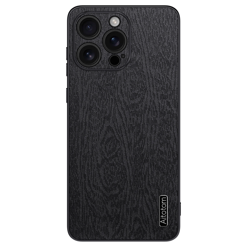 For iPhone 16 Pro Tree Bark Leather Shockproof Phone Case(Black) For iPhone 16 Pro Tree Bark Leather Shockproof Phone Case(Black)