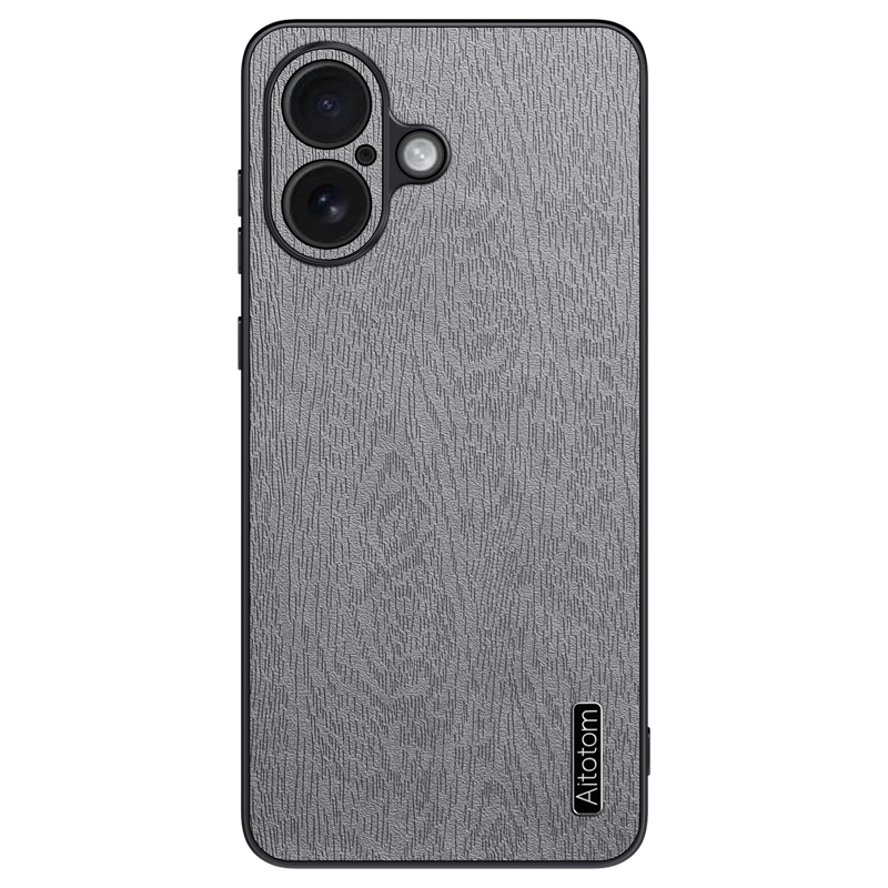 For iPhone 16 Plus Tree Bark Leather Shockproof Phone Case(Grey)
