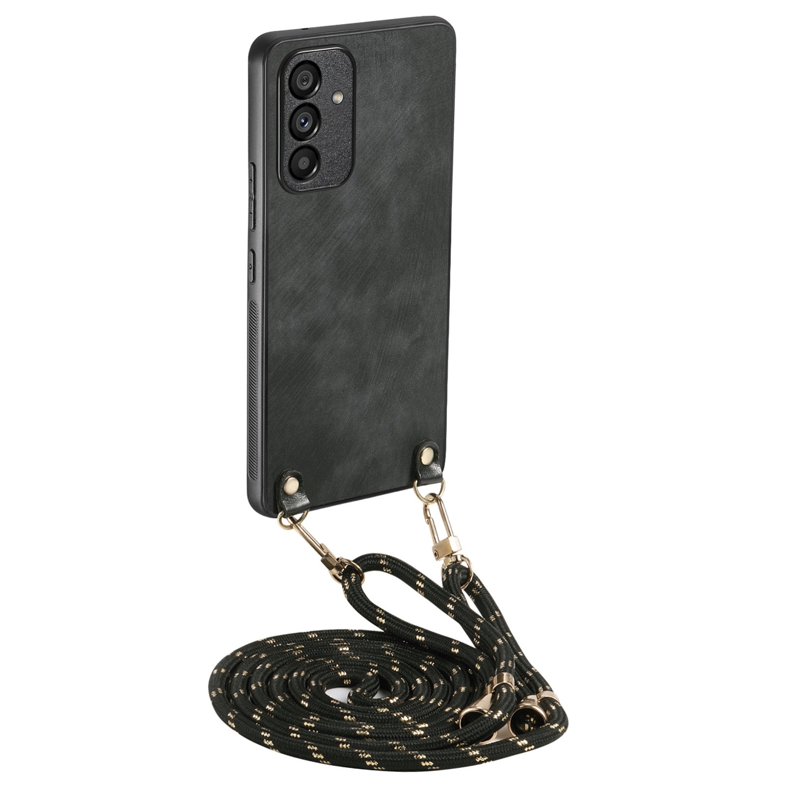 For Samsung Galaxy S25 5G Vintage Leather PC Back Cover Phone Case with Crossbody Strap(Black) For Samsung Galaxy S25 5G Vintage Leather PC Back Cover Phone Case with Crossbody Strap(Black)