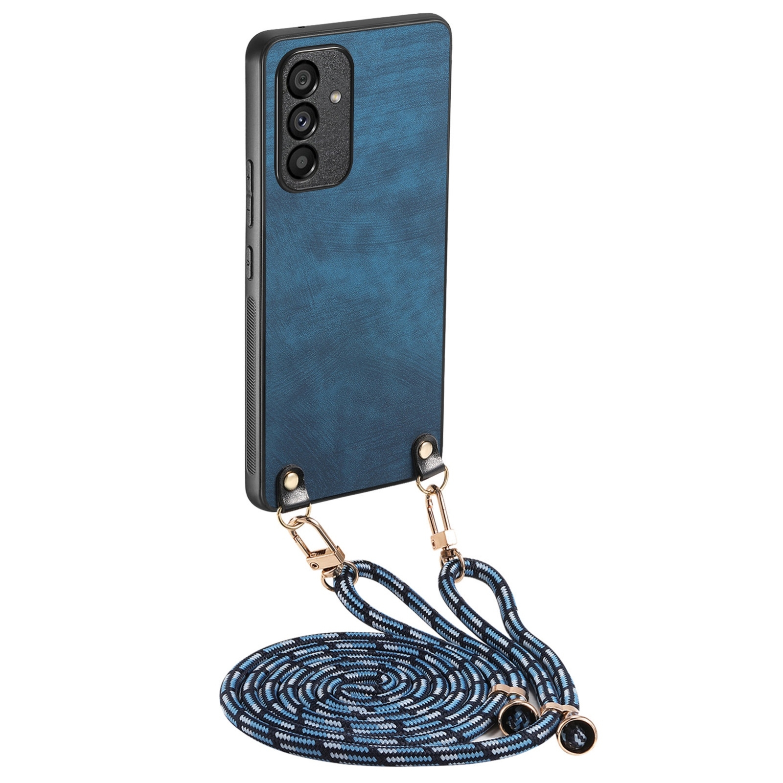 For Samsung Galaxy S25+ 5G Vintage Leather PC Back Cover Phone Case with Crossbody Strap(Blue) For Samsung Galaxy S25+ 5G Vintage Leather PC Back Cover Phone Case with Crossbody Strap(Blue)