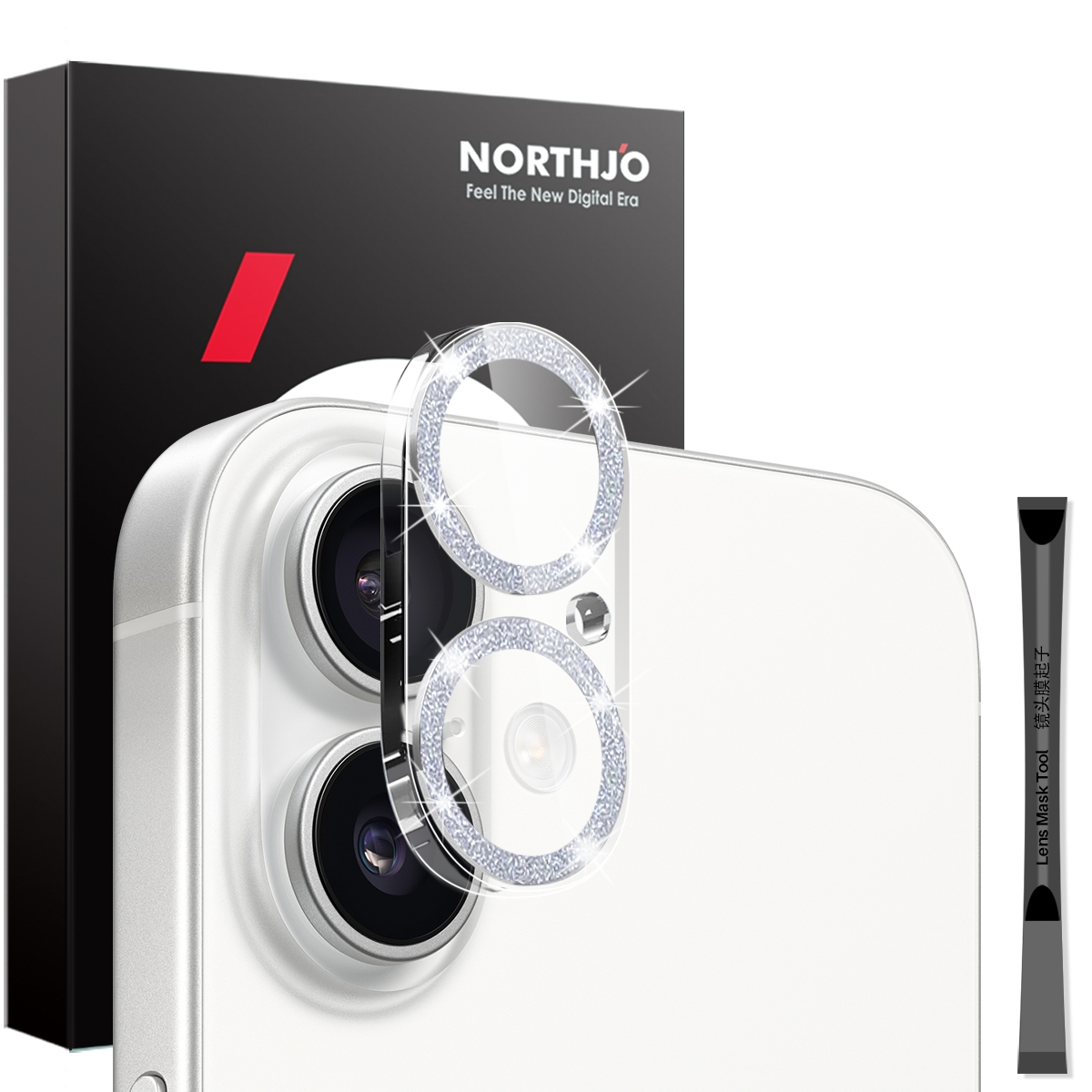 For iPhone 16 / 16 Plus NORTHJO Camera Lens Protector Glitter Ring 3D Tempered Glass Film(Silver) For iPhone 16 / 16 Plus NORTHJO Camera Lens Protector Glitter Ring 3D Tempered Glass Film(Silver)