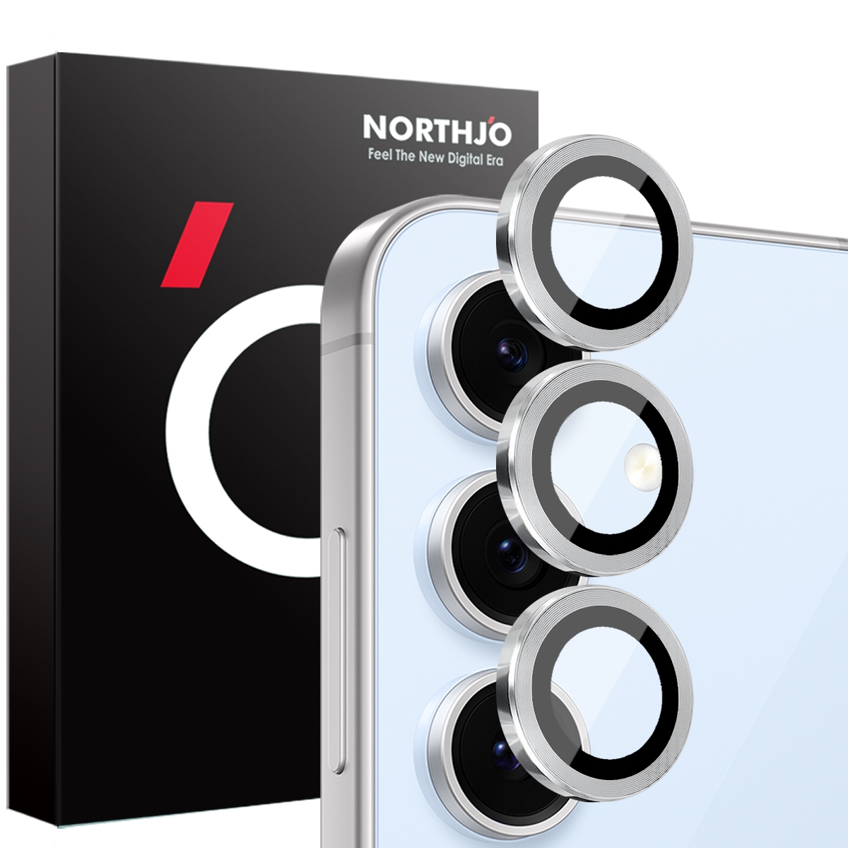 For Samsung Galaxy S24 FE 5G NORTHJO Camera Lens Protector CD Metal Ring Tempered Glass Film(Silver) For Samsung Galaxy S24 FE 5G NORTHJO Camera Lens Protector CD Metal Ring Tempered Glass Film(Silver)