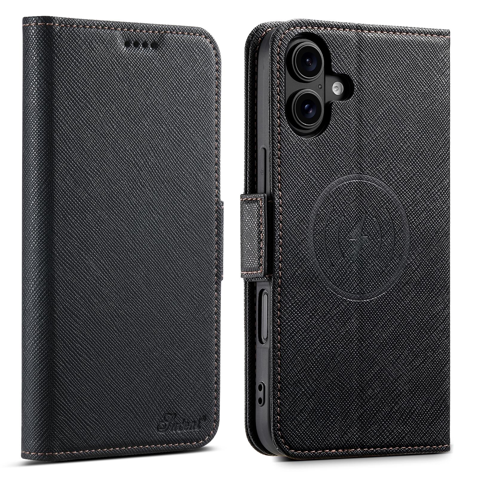 For iPhone 16 Suteni J08 Multifunctional Cross Texture MagSafe Leather Phone Case(Black) For iPhone 16 Suteni J08 Multifunctional Cross Texture MagSafe Leather Phone Case(Black)