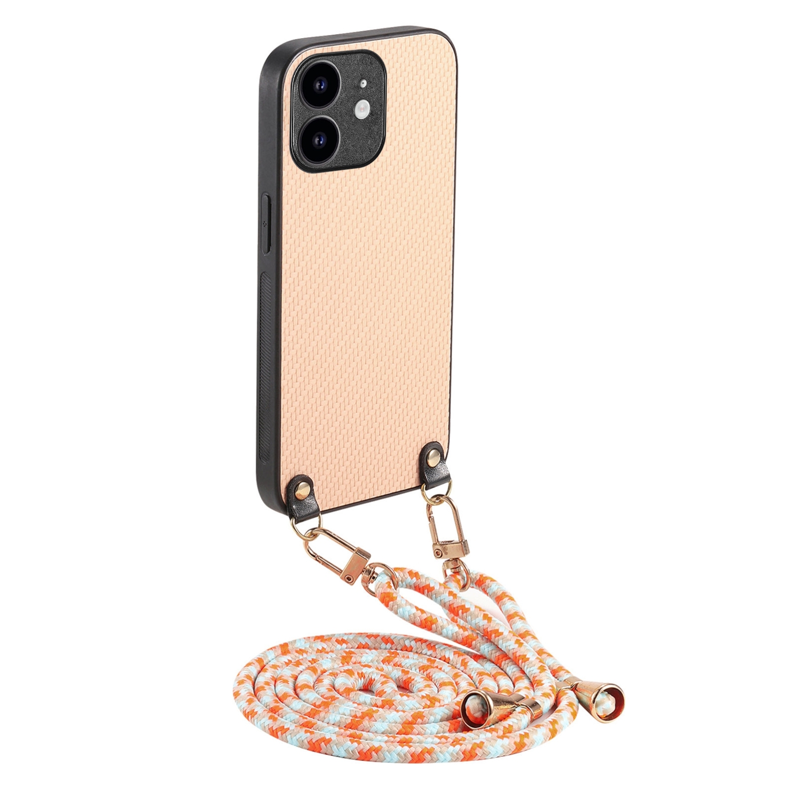 For iPhone 11 Carbon Fiber Texture Leather Back Phone Case with Crossbody Strap(Khaki) For iPhone 11 Carbon Fiber Texture Leather Back Phone Case with Crossbody Strap(Khaki)