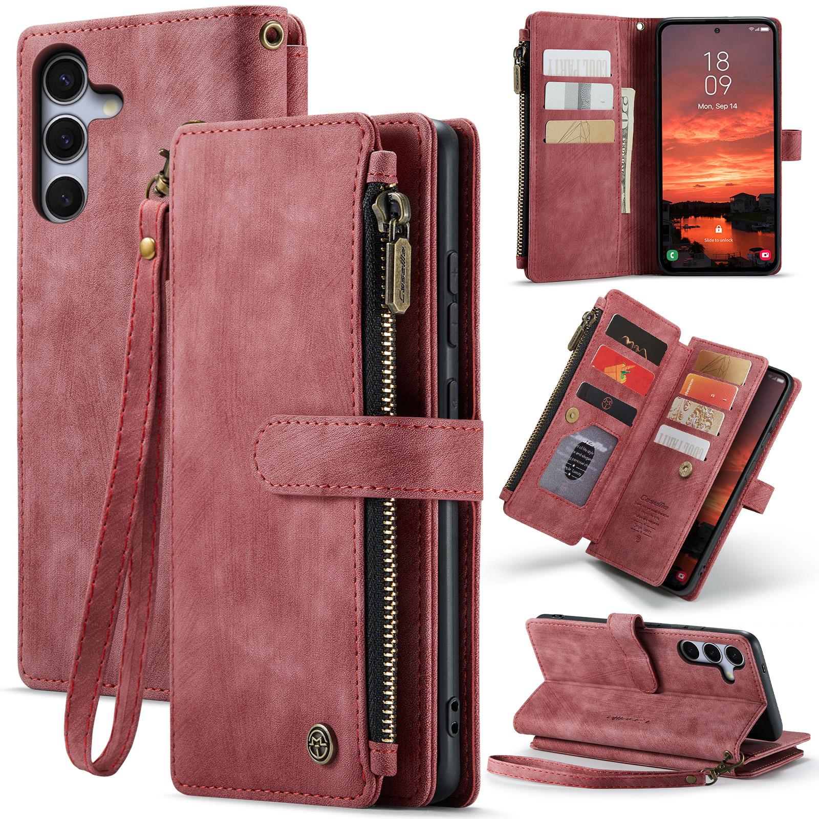 For Samsung Galaxy S25+ 5G CaseMe C30 Card Slots Zipper Wallet Leather Phone Case(Red) For Samsung Galaxy S25+ 5G CaseMe C30 Card Slots Zipper Wallet Leather Phone Case(Red)