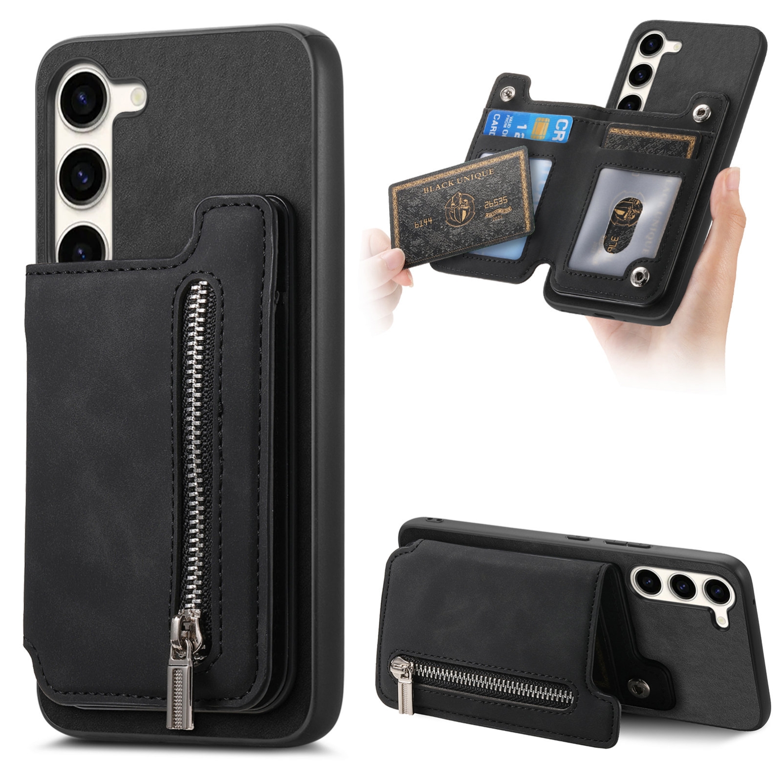 For Samsung Galaxy S23+ 5G Retro MagSafe Zipper Wallet Card Bag Back Phone Case(Black) For Samsung Galaxy S23+ 5G Retro MagSafe Zipper Wallet Card Bag Back Phone Case(Black)