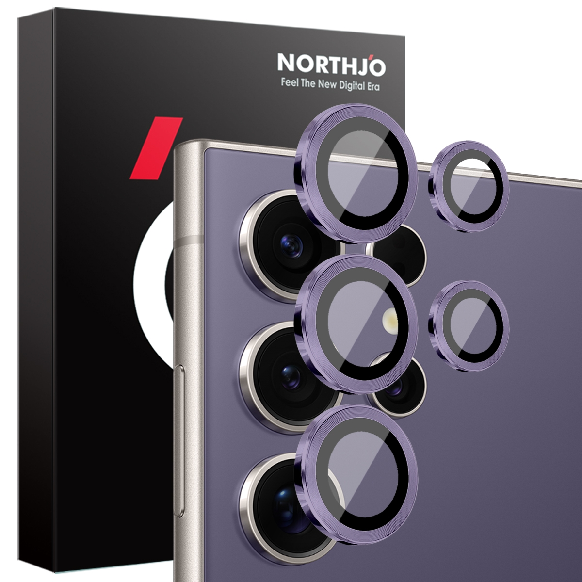 For Samsung Galaxy S25 Ultra 5G NORTHJO Camera Lens Protector CD Metal Ring Tempered Glass Film(Purple) For Samsung Galaxy S25 Ultra 5G NORTHJO Camera Lens Protector CD Metal Ring Tempered Glass Film(Purple)