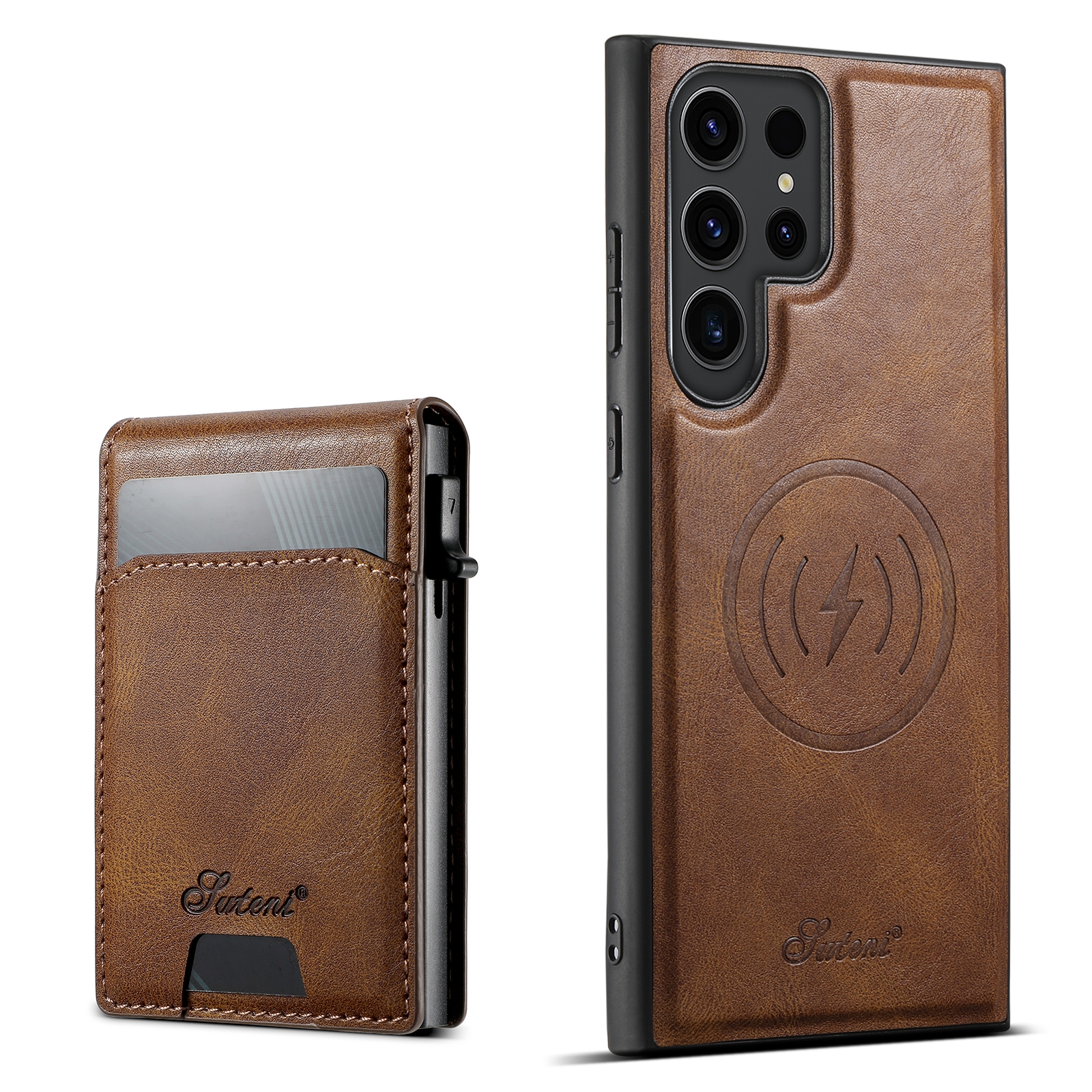 For Samsung Galaxy S24 Ultra 5G Suteni H19 Oil Wax 2-in-1 MagSafe Removable Card Box Back Phone Case(Brown) For Samsung Galaxy S24 Ultra 5G Suteni H19 Oil Wax 2-in-1 MagSafe Removable Card Box Back Phone Case(Brown)