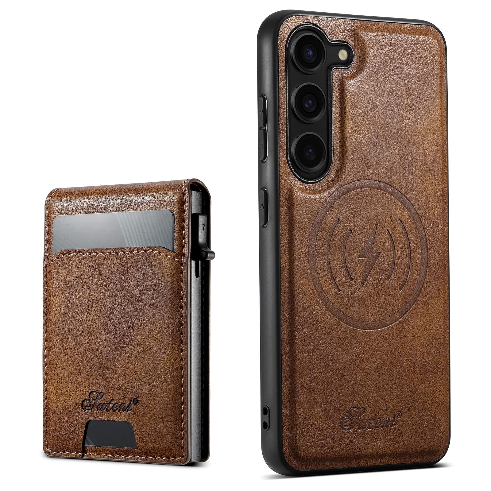 For Samsung Galaxy S22 5G Suteni H19 Oil Wax 2-in-1 MagSafe Removable Card Box Back Phone Case(Brown) For Samsung Galaxy S22 5G Suteni H19 Oil Wax 2-in-1 MagSafe Removable Card Box Back Phone Case(Brown)