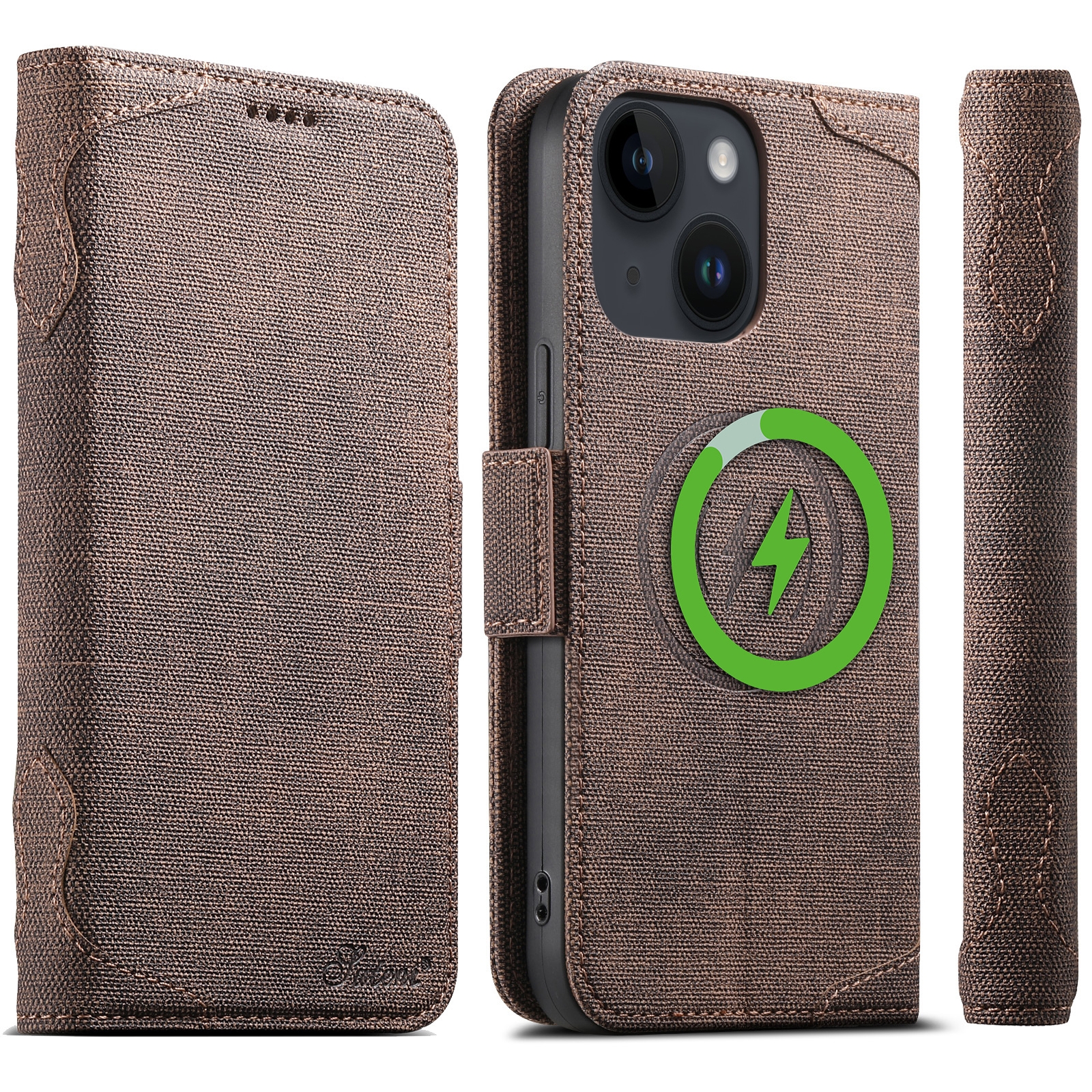 For iPhone 14 Suteni J07 Multi-functional Horizontal MagSafe Denim Leather Phone Case(Brown) For iPhone 14 Suteni J07 Multi-functional Horizontal MagSafe Denim Leather Phone Case(Brown)