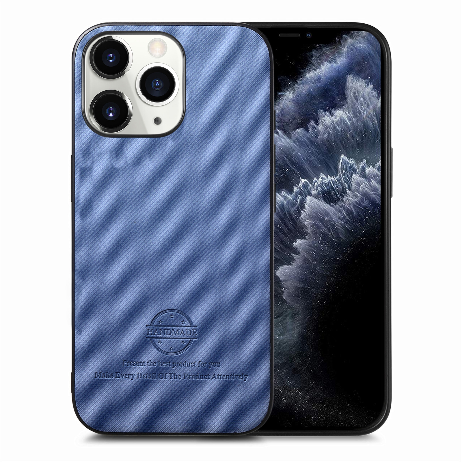 For iPhone 11 Pro Twill Fabric Leather Skin Back Phone Case(Blue) For iPhone 11 Pro Twill Fabric Leather Skin Back Phone Case(Blue)