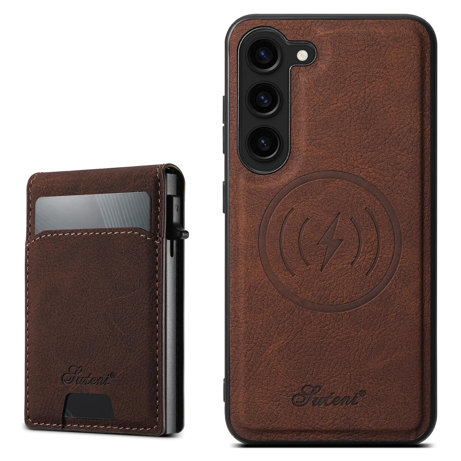 For Samsung Galaxy S22+ 5G Suteni H19 Litchi Texture 2-in-1 MagSafe Removable Card Case Back Phone Case(Brown) For Samsung Galaxy S22+ 5G Suteni H19 Litchi Texture 2-in-1 MagSafe Removable Card Case Back Phone Case(Brown)