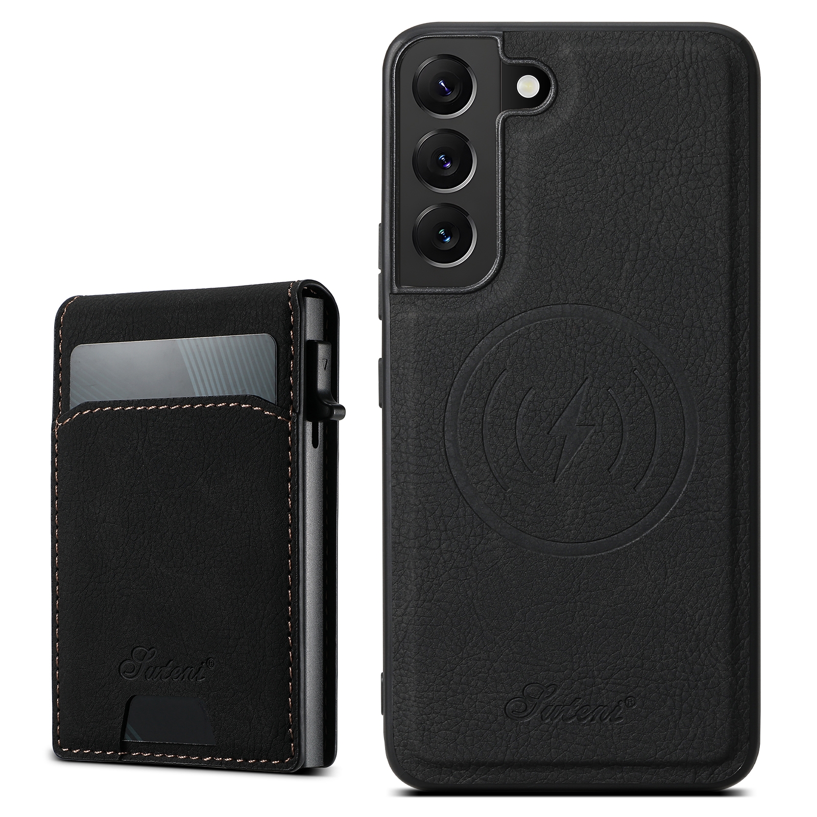 For Samsung Galaxy S22 5G Suteni H19 Litchi Texture 2-in-1 MagSafe Removable Card Case Back Phone Case(Black) For Samsung Galaxy S22 5G Suteni H19 Litchi Texture 2-in-1 MagSafe Removable Card Case Back Phone Case(Black)