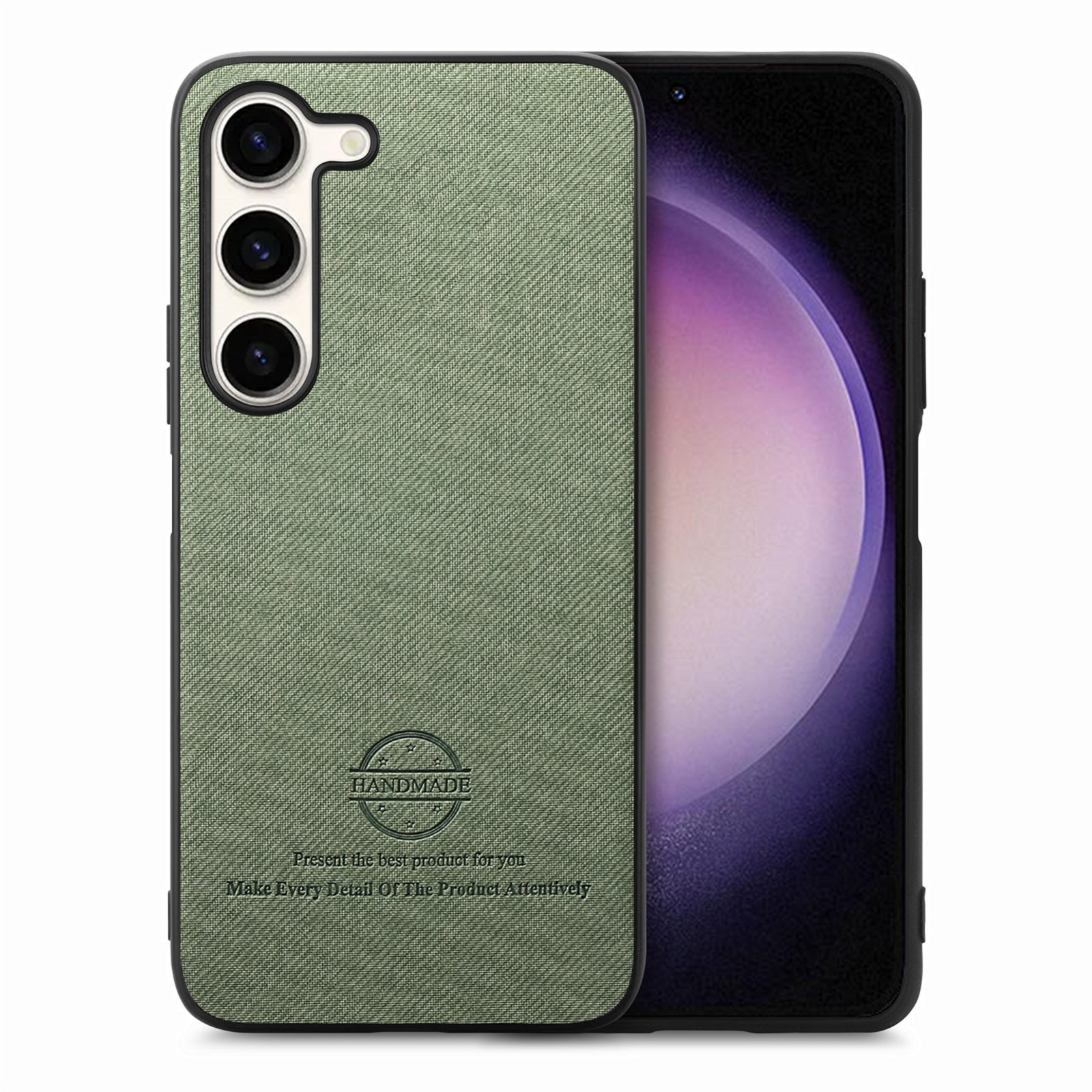 For Samsung Galaxy S22+ 5G Twill Fabric Leather Skin Back Phone Case(Green) For Samsung Galaxy S22+ 5G Twill Fabric Leather Skin Back Phone Case(Green)