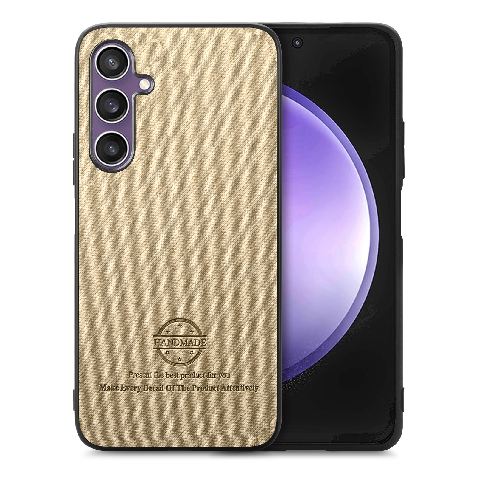 For Samsung Galaxy S23 FE 5G Twill Fabric Leather Skin Back Phone Case(Khaki) For Samsung Galaxy S23 FE 5G Twill Fabric Leather Skin Back Phone Case(Khaki)