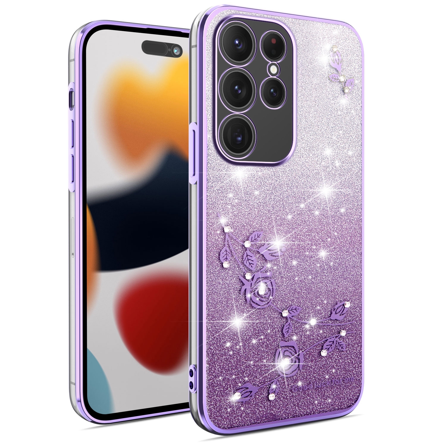 For Samsung Galaxy S23 Ultra 5G Gradient Glitter Flower All-inclusive Phone Case(Purple) For Samsung Galaxy S23 Ultra 5G Gradient Glitter Flower All-inclusive Phone Case(Purple)